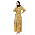 Mustard Floral Elasticated Waist Ruffled Dress Mustard Floral Elasticated Waist Ruffled Dress
